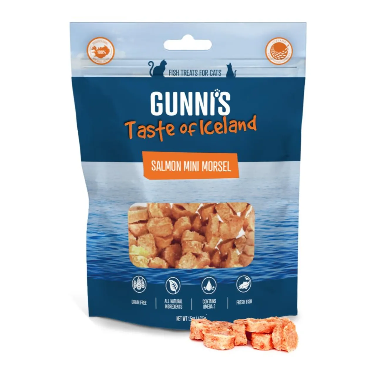 Gunnis mini kattegodbidder med laks 42,5 g